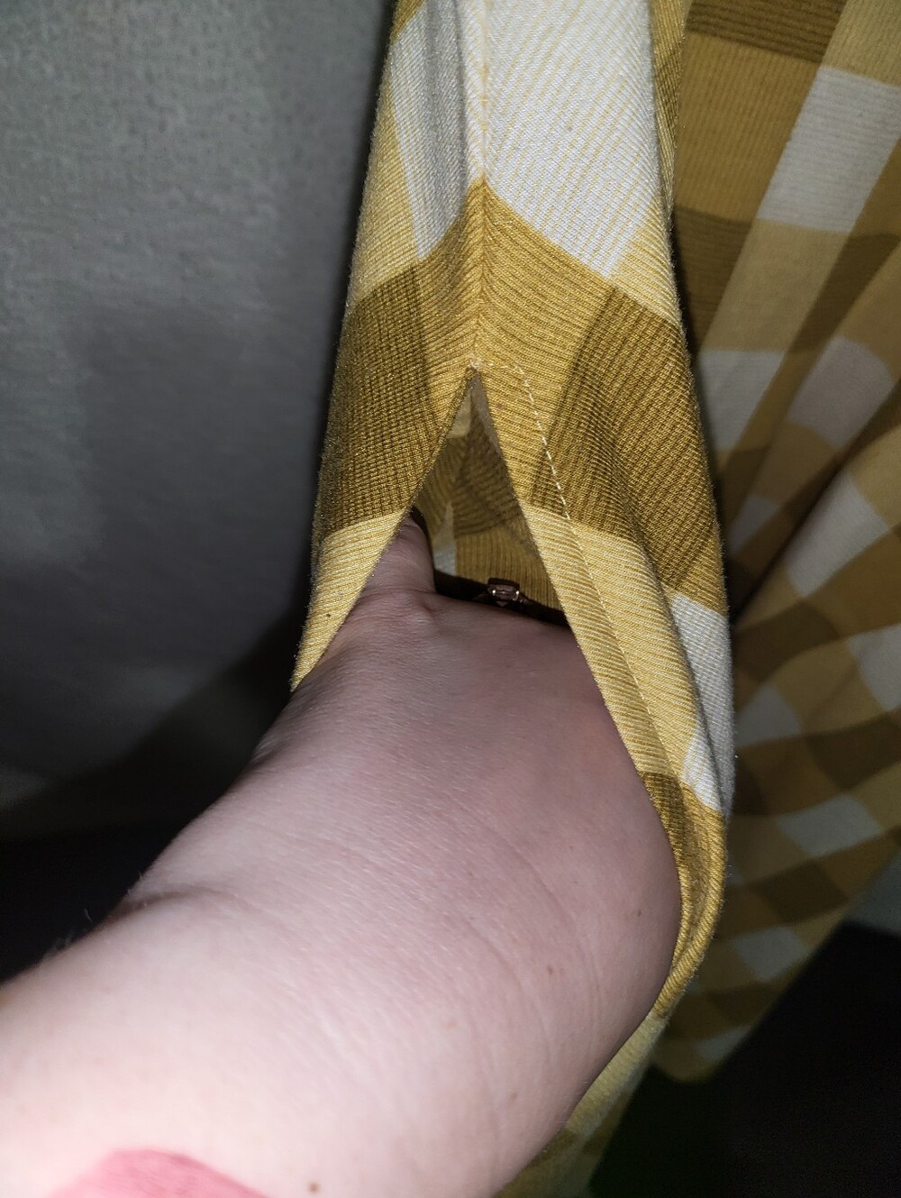 LuLaRoe Mustard and White Gingham Fit & Flare Dress - Picture 3 of 4
